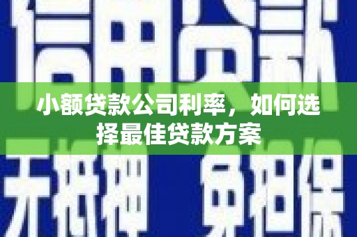 察雅小额贷款公司利率，如何选择最佳贷款方案