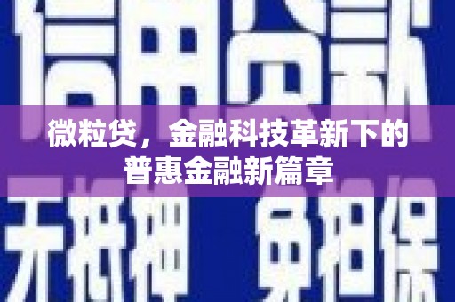 察雅微粒贷，金融科技革新下的普惠金融新篇章