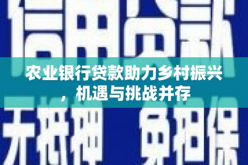 察雅农业银行贷款助力乡村振兴，机遇与挑战并存